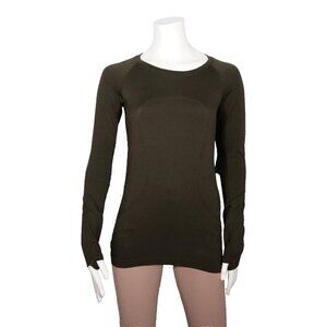 Lululemon Women US6 Small Olive Green Long Sleeve T-Shirt Thumb Hole Stretch Top
